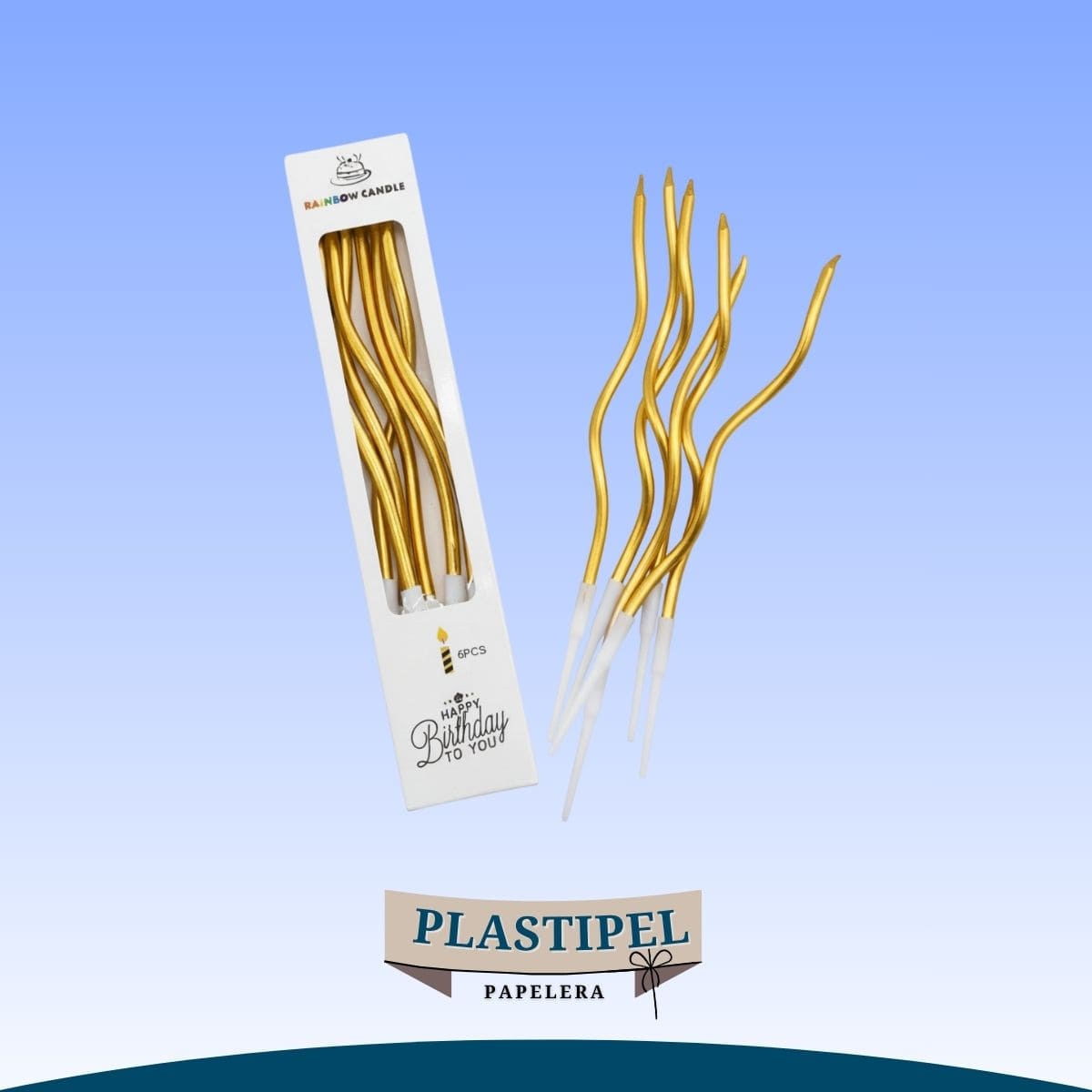 Vela curva 16cm x6u Dorado