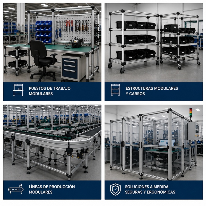 Diseño y provisión de materiales y/o estructuras modulares para puestos de trabajo y líneas productivas.
